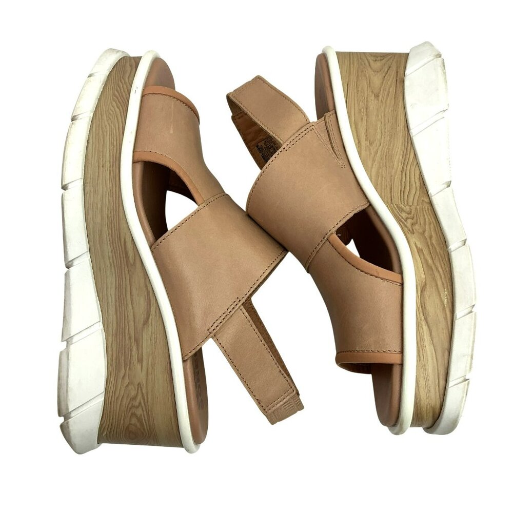 Sorel Joanie lll Slingback Wedge Leather Platform Sandals Womens 7.5 Beige - Picture 6 of 13